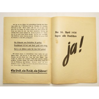 Das Danken wir dem Führer!, 1938, brochure di voto. Espenlaub militaria
